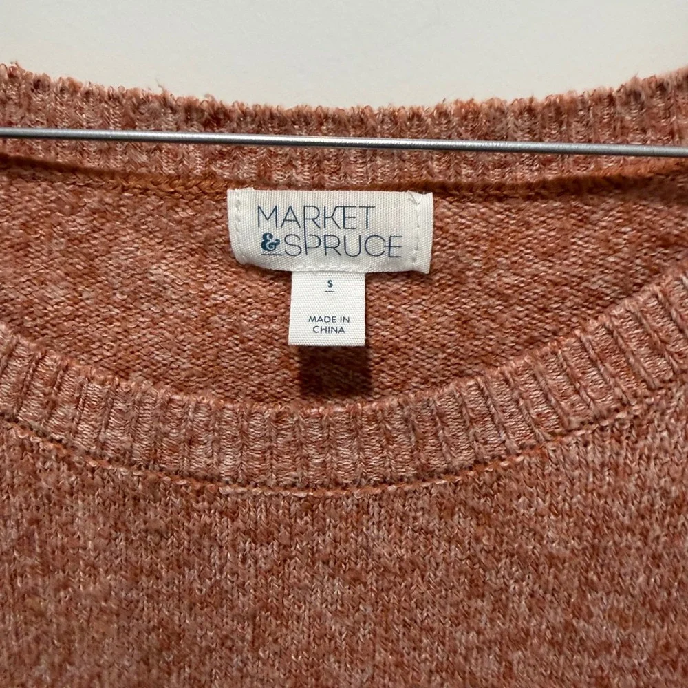 Market & Spruce Womens Sweater Scalloped‎ Hem Terracotta Orange Size S